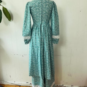 Rare 70s Laura Ashley floral green dress image 9