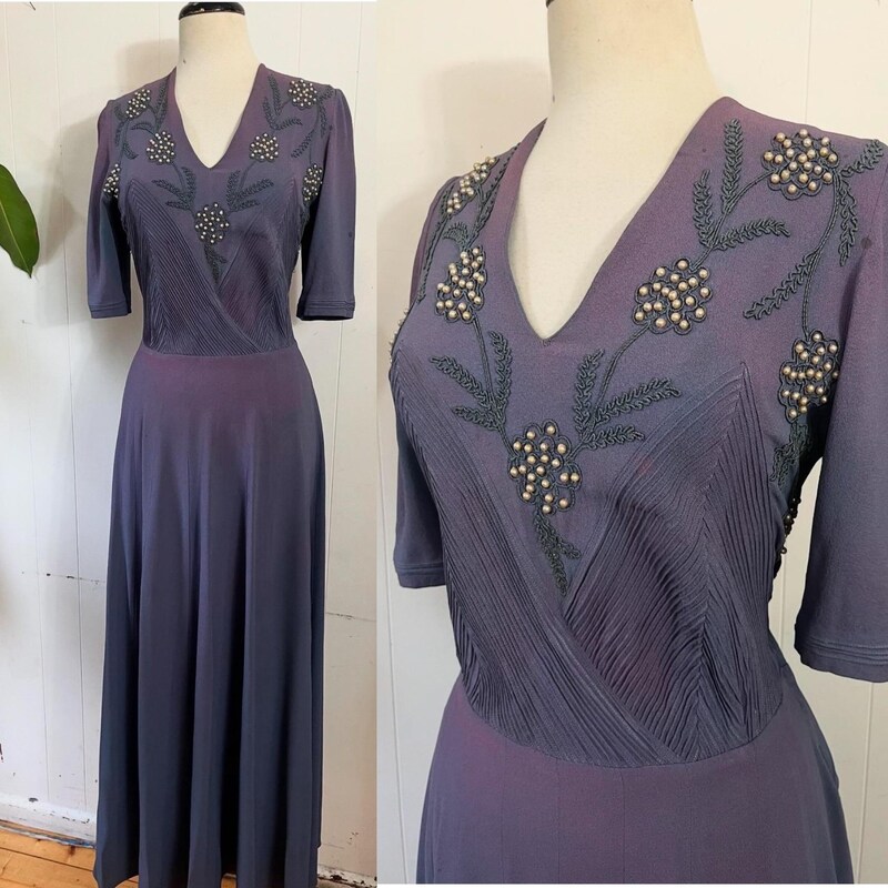 Ombré 3D knit hand embroidered dress
