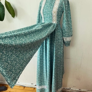 Rare 70s Laura Ashley floral green dress image 6