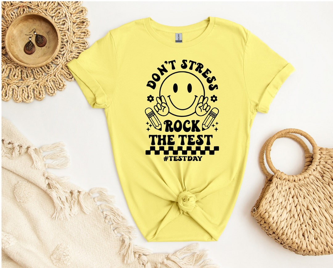 Don't Stress Rock the Test Smiley Face Teacher T-shirt - Etsy