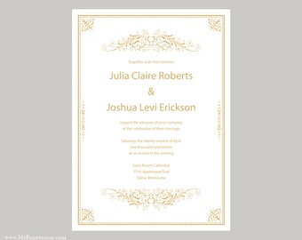 Wedding Invitation Template 5x5 Square Silver Gray Damask | Etsy