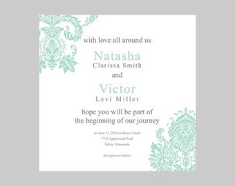 wedding invitation template 5x5 square silver gray damask square wedding invitation template