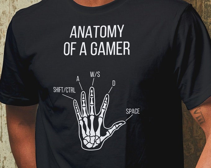 Gamer Anatomy Shirt - Skeleton Gamer Hand - Gamer Gifts - Gaming T-Shirt for Kids, Tweens, Teens, Adults - Gaming T-Shirt - Video Game Shirt