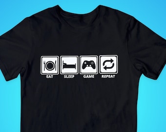 Eat Sleep Game Repeat Shirt - Gamer Gifts for Him - Gamer T-Shirt for Kids, Tweens, Teens, Adults - Gaming Shirt - Video Game Gift Shirt