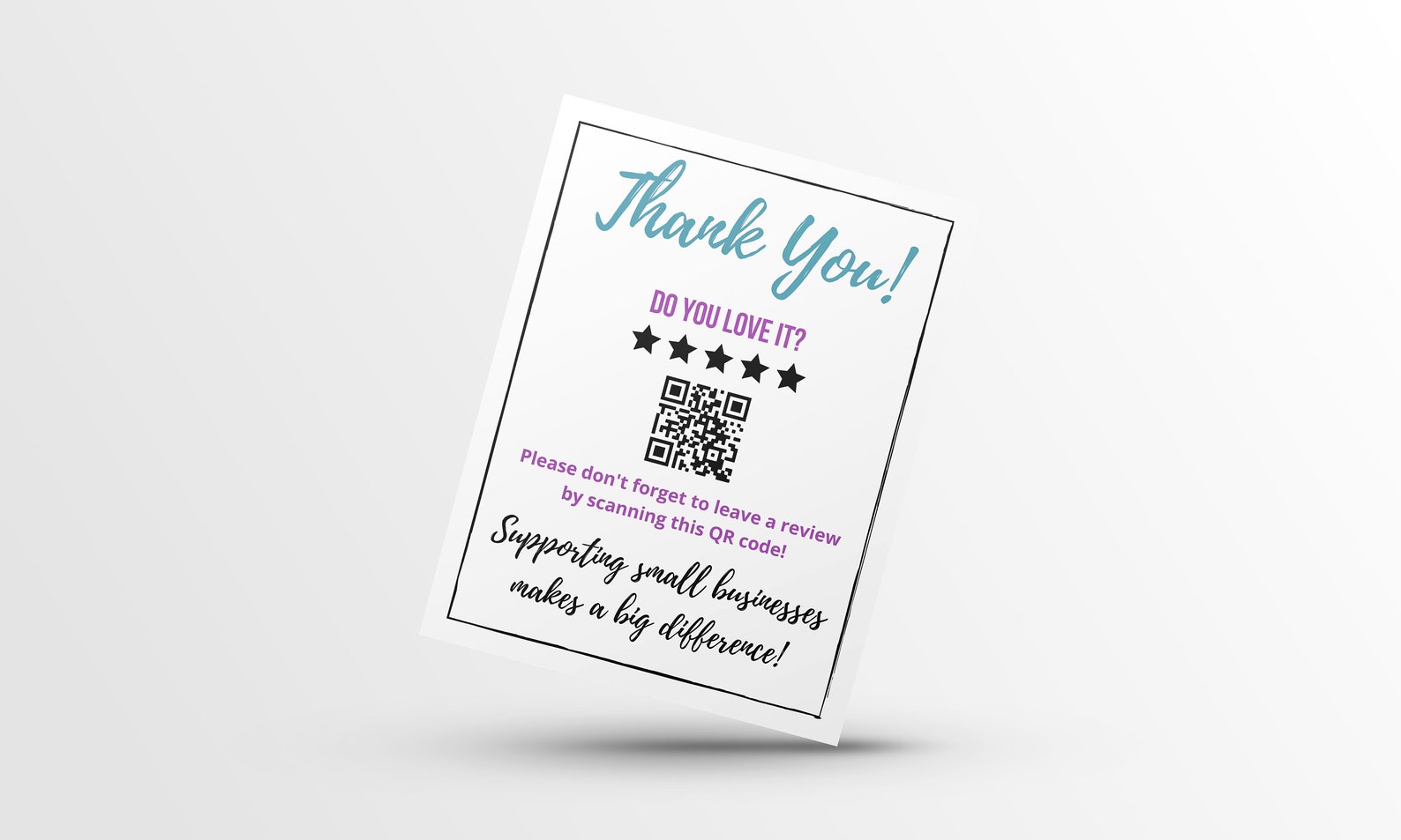 Printable Thank You Cards With QR Code Digital Files for Etsy