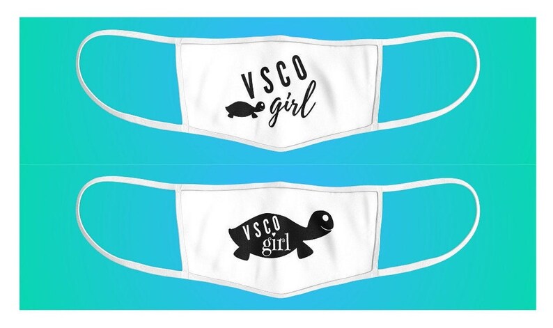 Vsco Girl Turtle Washable Face Mask Cotton Fabric Fashion Etsy - vsco girl face on roblox