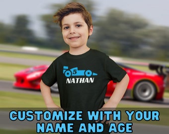 Personalized Racecar Birthday Shirt with Name and Age - Personalized Birthday Race Car Shirt - Boys Race Car Gift Personalized Racing Shirt