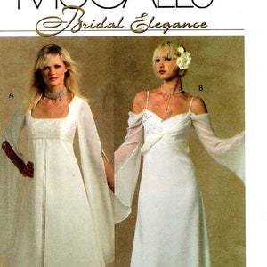 McCall&#39;s 5003 Empire, Draped Sleeves Bridal Wedding Gown Pattern Choose Size