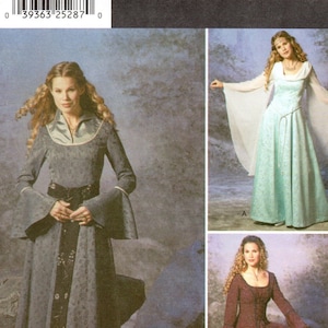 May include: A sewing pattern for three different medieval-style gowns. The pattern is for sizes 14, 16, 18, and 20. The pattern is from Simplicity Costumes and includes instructions for making the gowns.