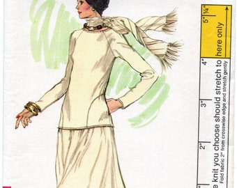 70's Vouge 9341 Chic Pullover Top and A-line Skirt Pattern Bust 34