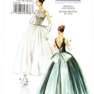 Vogue 8729 Vintage Model 1950&#39;s V-Back Glamour Gown Pattern Choose Size