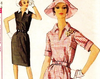 1960's Simplicity 5869 Dress and Hat Pattern Bust 34