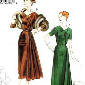 Vogue 8850 Vintage Model 1950&#39;s Tab and Drape Dress Pattern Choose Size