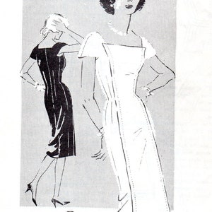 May include: Vintage sewing pattern featuring two dress designs. The illustration shows a black sheath dress and a white dress with a unique neckline. The pattern is labeled "S-420 Fontana of Italy" and "Spadea's International Designer Pattern."