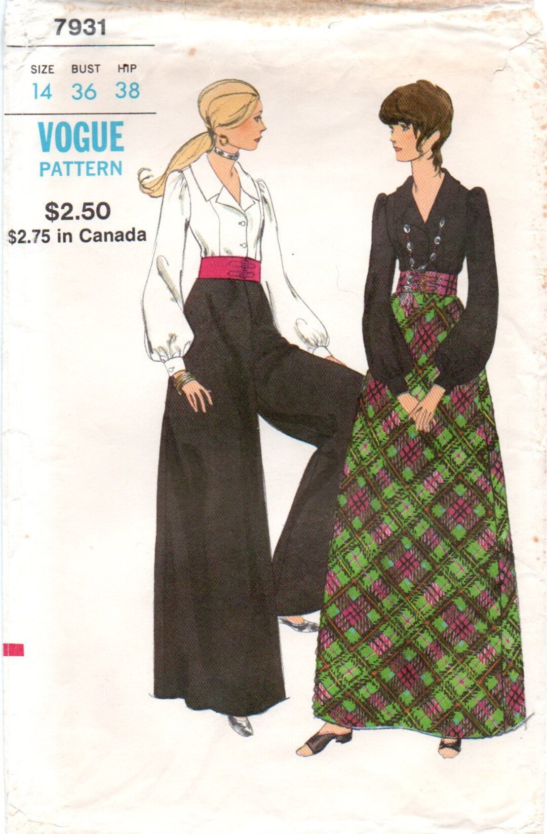 1970's Vogue 7931 Blouse Evening Skirt Pants Skirt and - Etsy