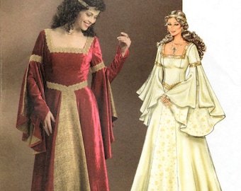 Butterick 4571 Disfraz medieval con mangas de trompeta fluidas, elige talla