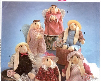 Sewing Pattern Simplicity 7421 Crew Sock Bunnies Doll & Clothes Victorian Pairi 