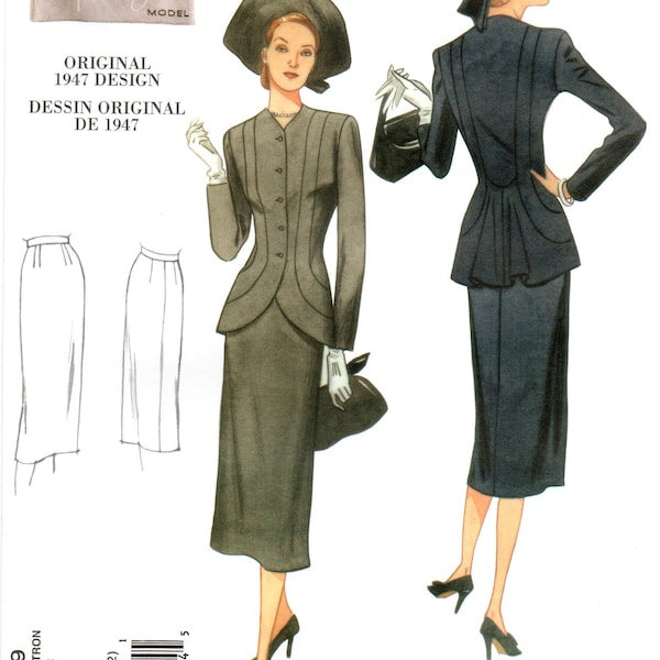 Vogue 1019 Vintage Model 1947 Post WWII Fitted Suit Pattern Choose Size