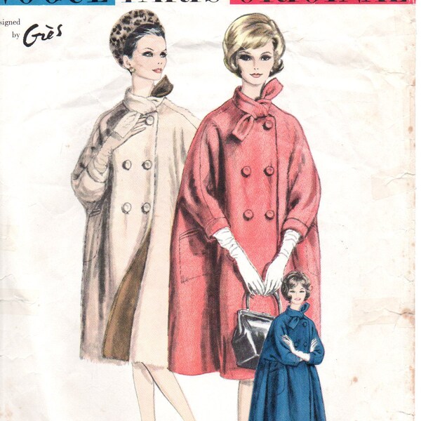 Gres Vogue 1040 Double Breasted Reversible Coat Pattern Bust 34