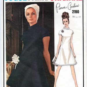 Pierre Cardin Vogue 2190 Space Age Design Dress Pattern Bust 34