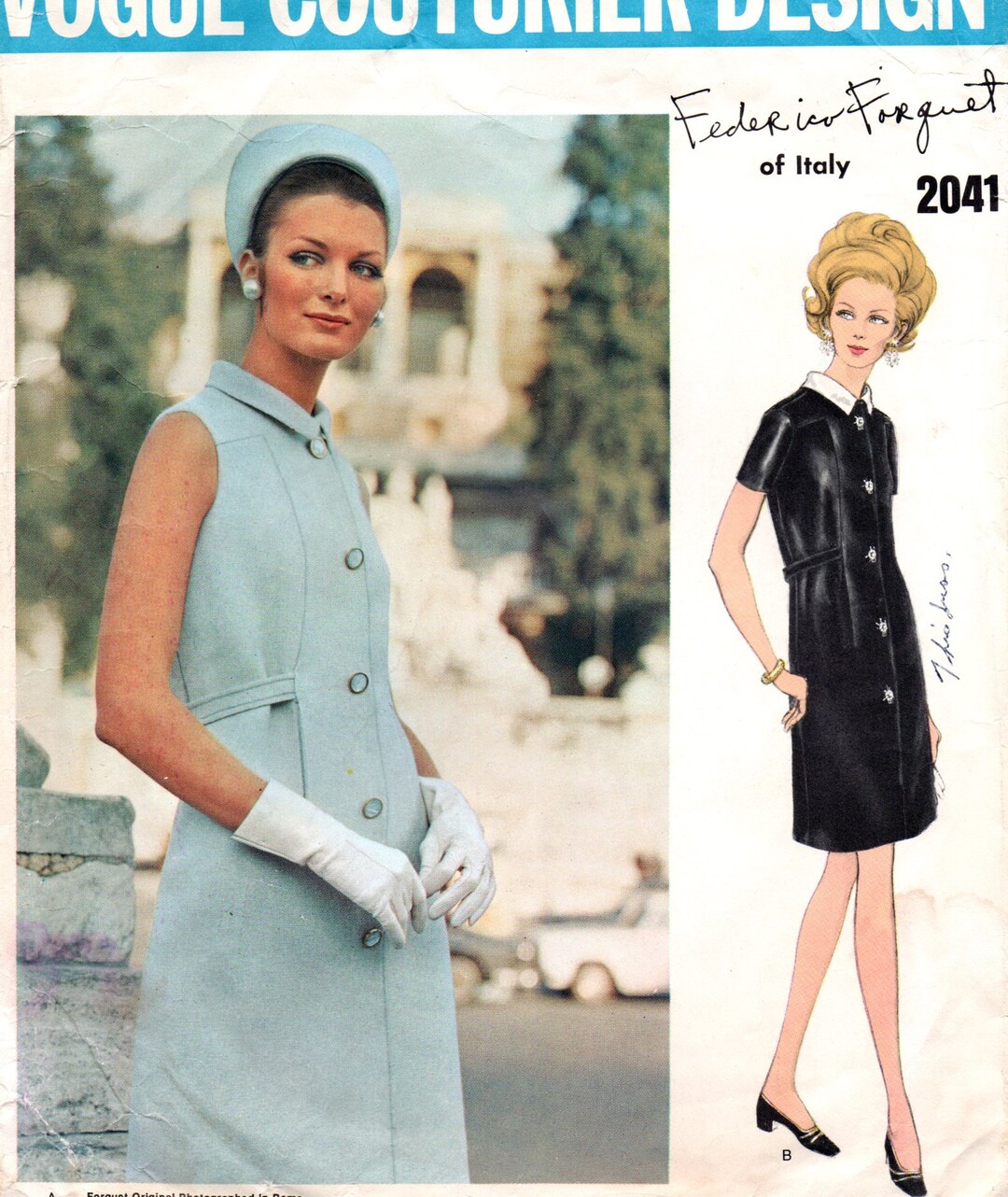 Federico Forquet Vogue Couturier Dress 60's Pattern Bust Etsy 日本