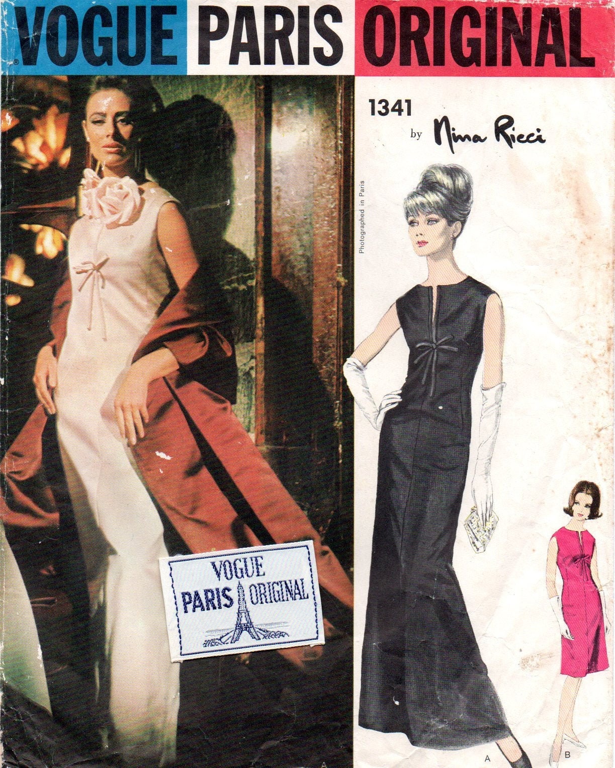 洋書 NINA RICCI 1966 Vintage VOGUE Sewing Pattern B34″ DRESS (2001) Nina