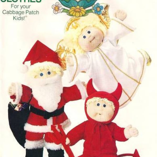 Vintage 1980's Cabbage Patch Kids Butterick 4077 Costumes Pattern Santa, Angel, Devil