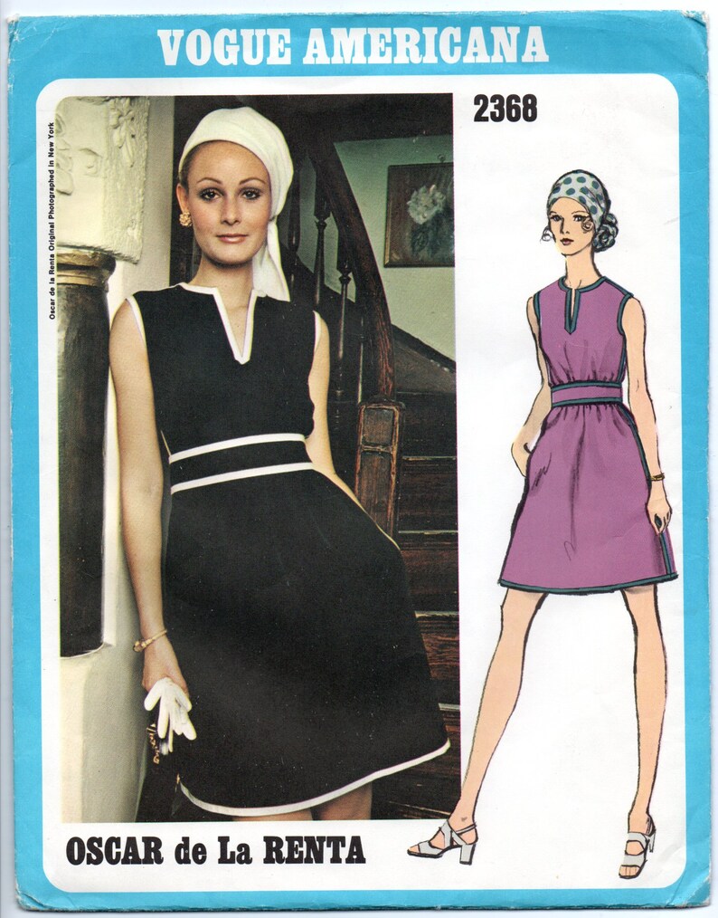Oscar de la Renta Vogue 2368 Dress Vintage 1970/'s Pattern Bust 34
