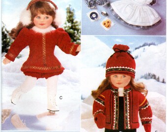 Vogue 9579 Winter Wardrobe,  Skating Outfit, and Little Dog Pattern 18 Inch Dolls