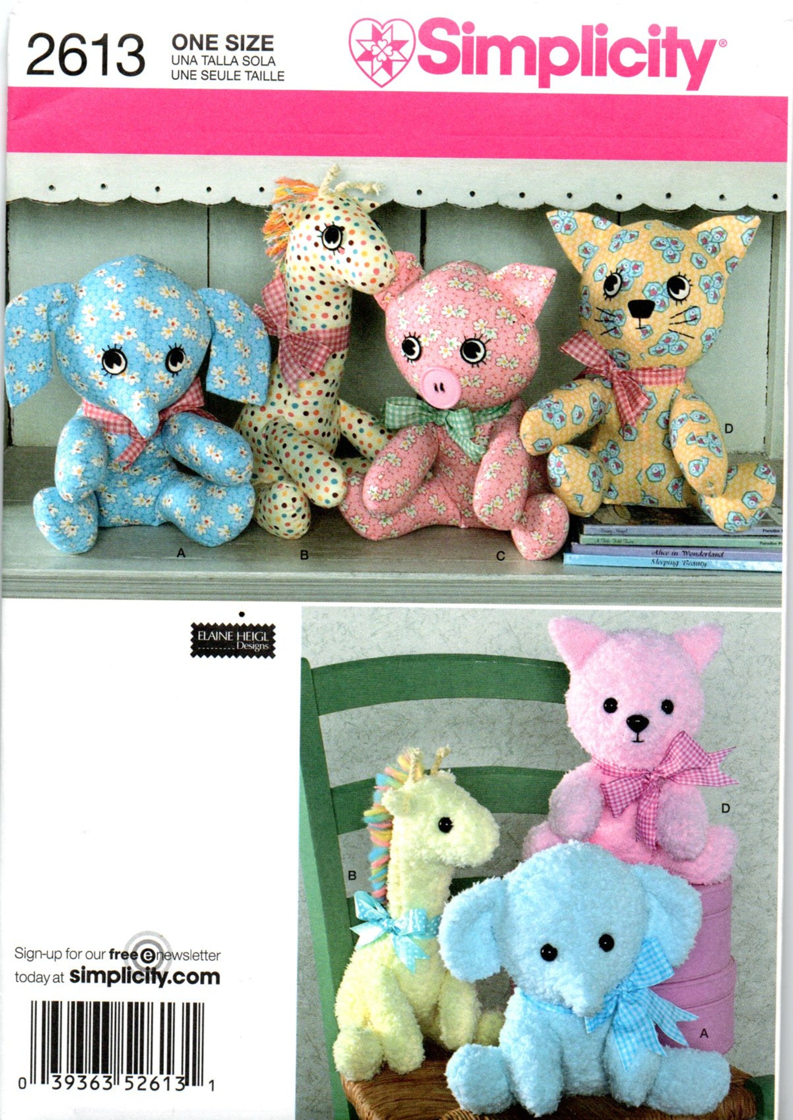 Simplicity 2613 Two Piece Stuffed Animals Pattern Elephant | Etsy