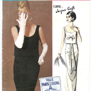 Griffe Vogue 1392 Paris Original Evening  Dress Gown and Overblouse Pattern Bust 36