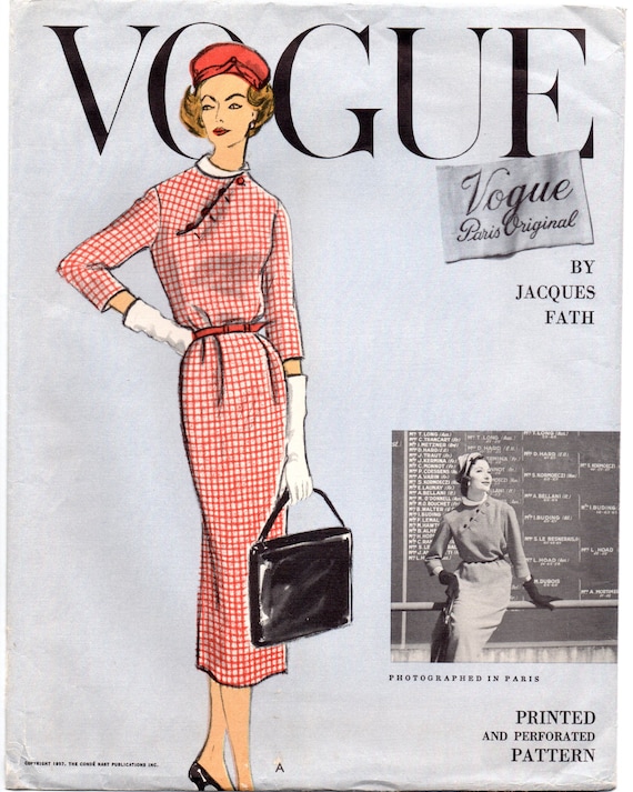 Fath 1950's Vogue 1377 Paris Original Dress Pattern Bust 34