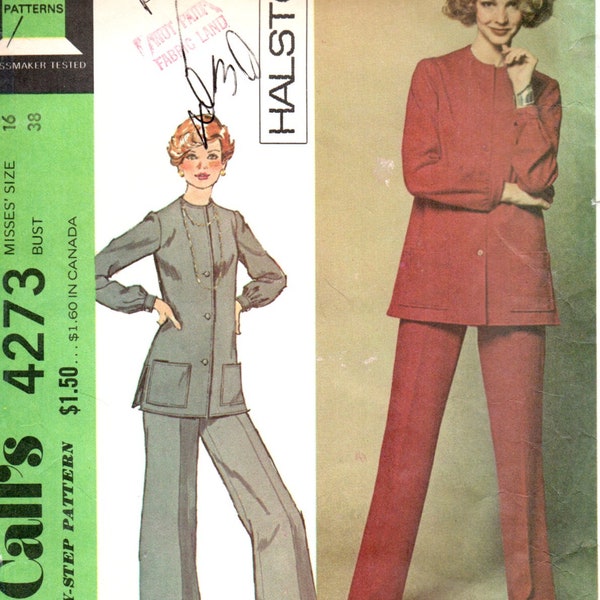 Halston 1970's McCall's 4273 Jacket and Pants Pattern Bust 38