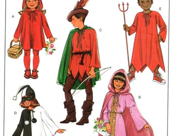 Fast and Easy Kid's Classic Halloween Costumes Pattern Sizes S, M, L, XL Included Butterick 4319