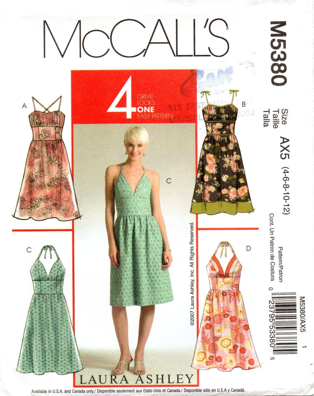 Mccall's 5380 Laura Ashley Dress Pattern Misses' Size - Etsy