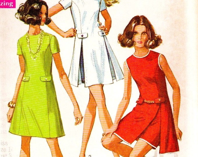1960's Simplicity 8281 Mini Dress and Shorts Pattern Bust - Etsy