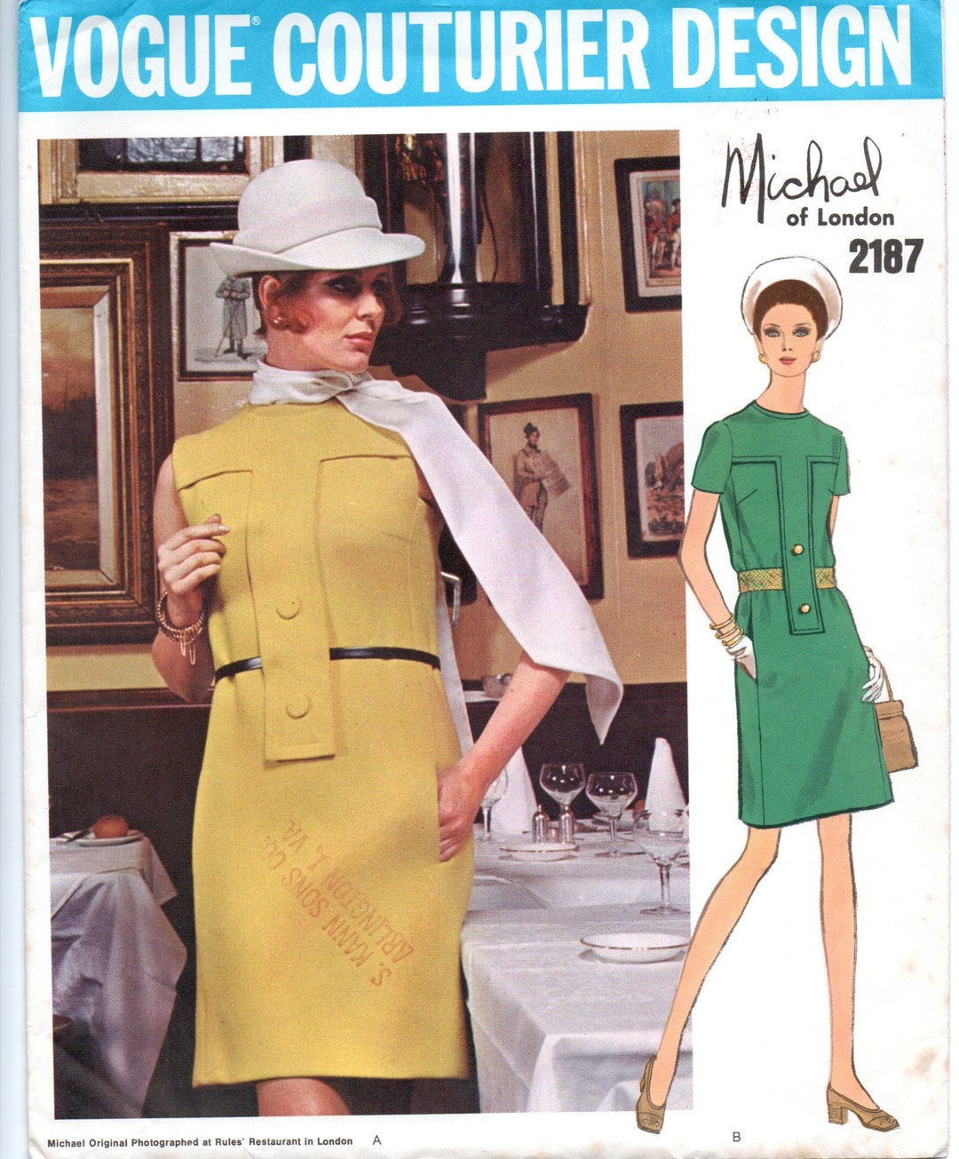 Vogue 2187 Michael of London Straight Dress Pattern Bust 34 - Etsy