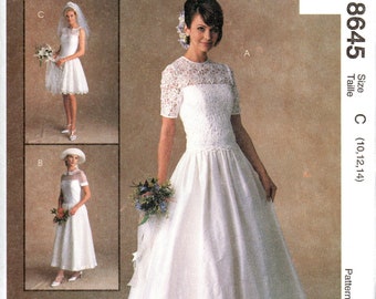 McCall's 8645 Alicyn Elegant Dropped Waist Bridal Gown and Bridesmaid Dress Pattern Choose Size