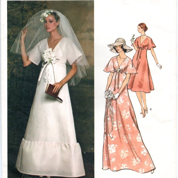 Givenchy 1970's Vogue 1362 Bridal Gown Wedding Pattern Bust 34