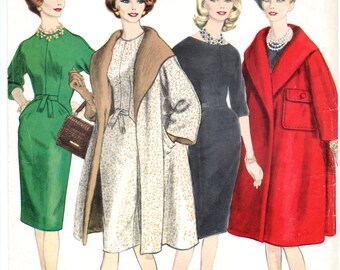 Griffe Vogue 1019 Cape Collar Wrap Coat and Slim Dress Pattern Bust 34