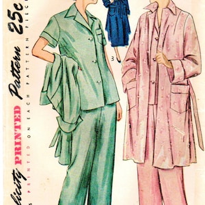 1940's Simplicity 2999 Misses Pajamas and Coat Pattern Bust 32
