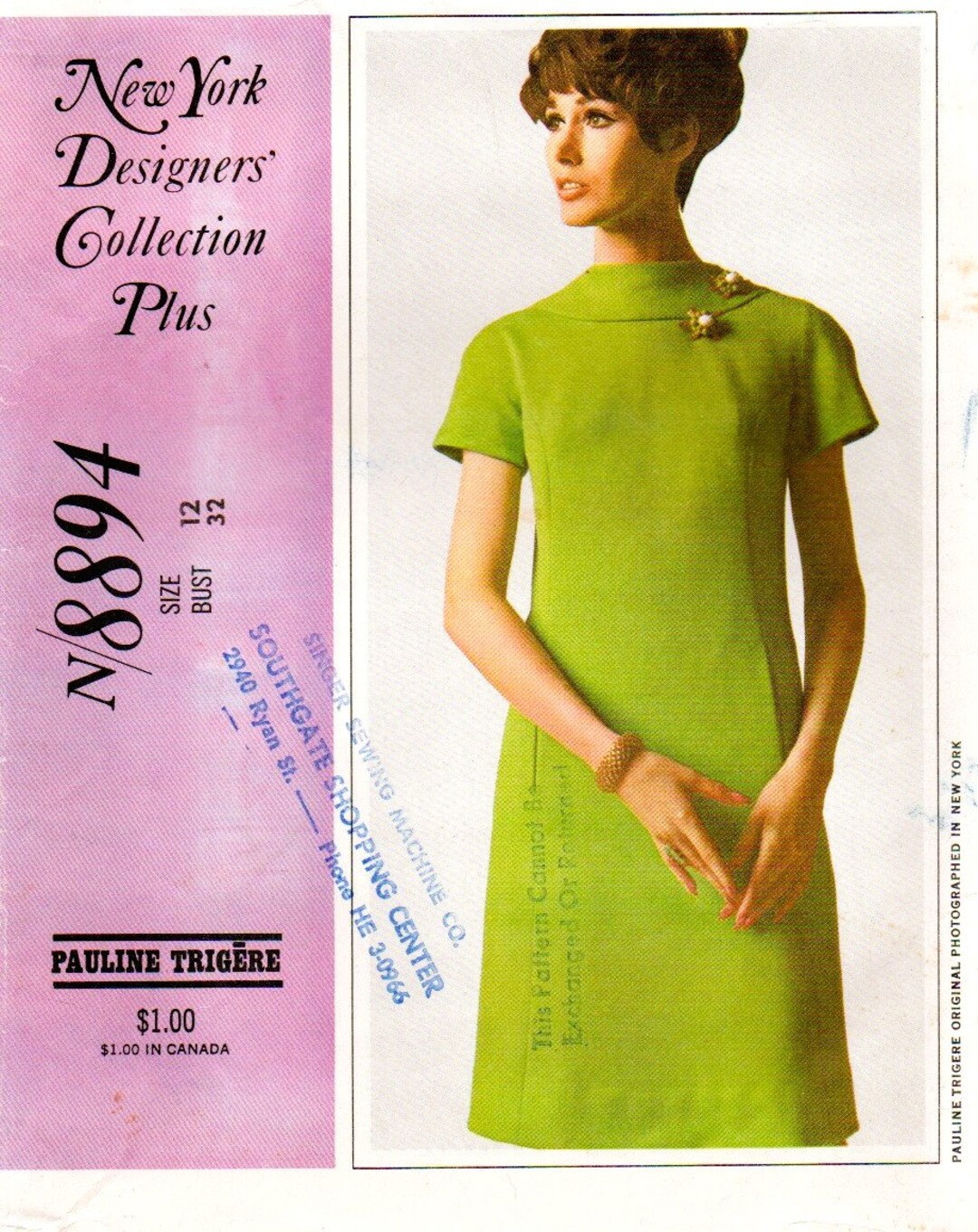 Patron De Robe Vintage 1964 McCall's 7549 Par Pauline Trigère - Motif B36 - Non Découpé - Neuf