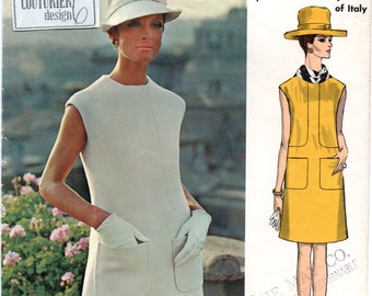 Forquet 1960's Vogue 1867 Seam Detail Straight Dress Pattern Bust 34