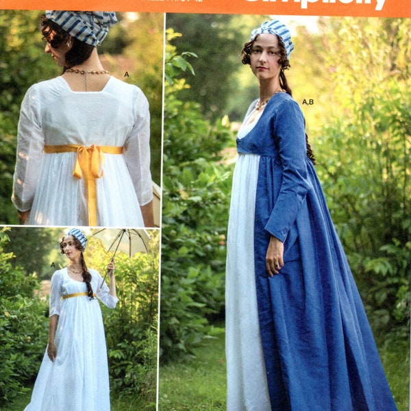 Jane Austen Style Empire Regency Gown, Robe Simplicity 8941 Pattern Choose Size