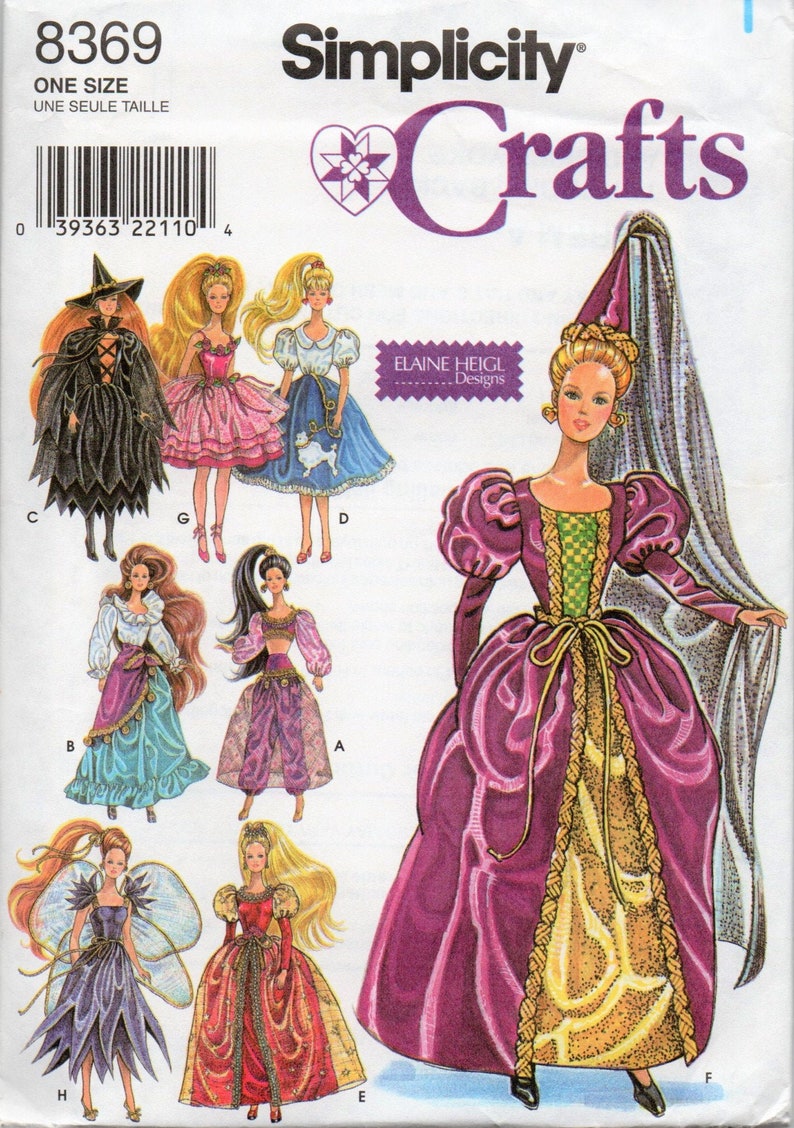 Simplicity 8369 Halloween Costumes for Barbie and Fashion Etsy