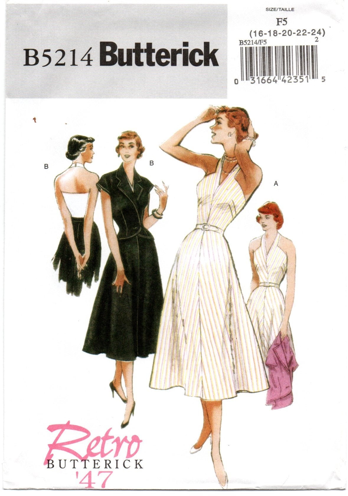 Butterick 5214 Retro '47 Halter Dress and Jacket Pattern Choose Size