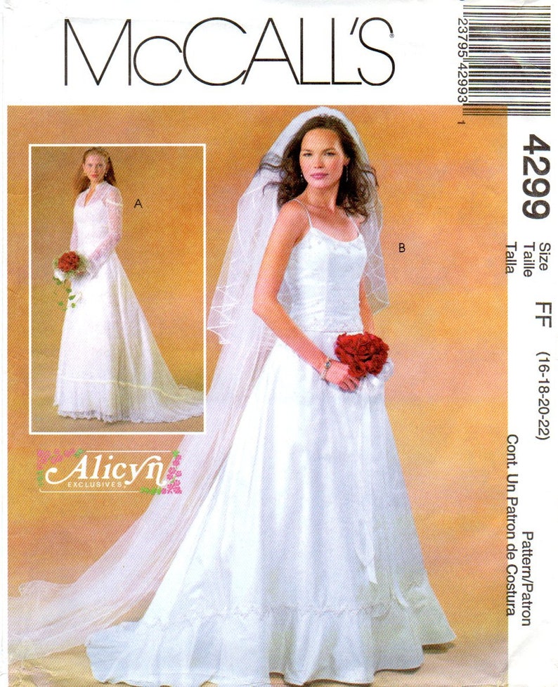 McCall/'s 4299 Alicyn Bridal Gown and Lace Jacket Pattern Choose Size