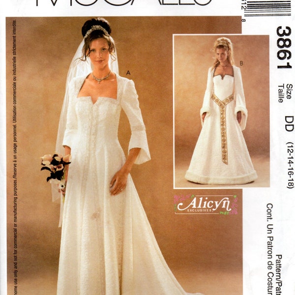 McCall's 3861 Alicyn Medieval Bridal Gown, Trumpet Sleeves Pattern Choose Size