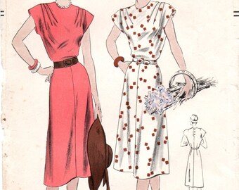 1940's Vogue 6044  Shoulder Dart Dress Pattern Bust 32