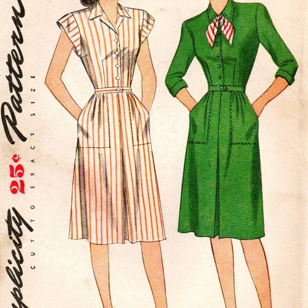 1940's WWII Era Simplicity 1381 Dress Pattern Bust 32